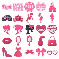 Princess Pink Shoes Charms Girls Bag Heels Queen Shoe Decoration For Clogs Bracelet Wristband Accessories Women Party Present