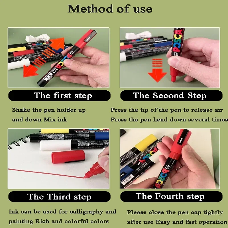 8pcs Japan UNI POSCA Markers Set PC-5M Permanent Acrylic Paint Pen Quick Dry Graffiti Painting Art Supplies Japanese Stationery