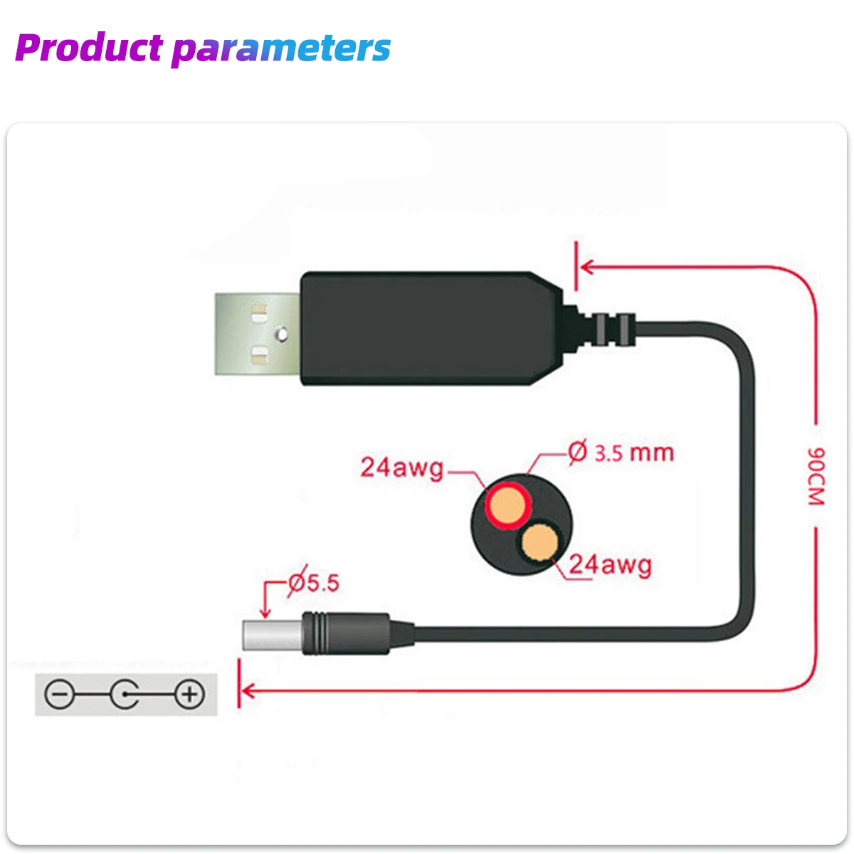 부스트 변압기 구성 요소가있는 DC 5V-DC 9V/12V USB 케이블, USB 충전 전원 부스트 스텝 업 케이블 USB 컨버터 어댑터 와이어