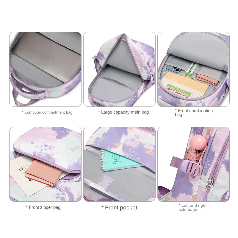 3 Pcs/Set School Bags for Teenage Girls Waterproof Kids Students Backpack Child Schoolbag With Pencil Case Lunch box Book Bag