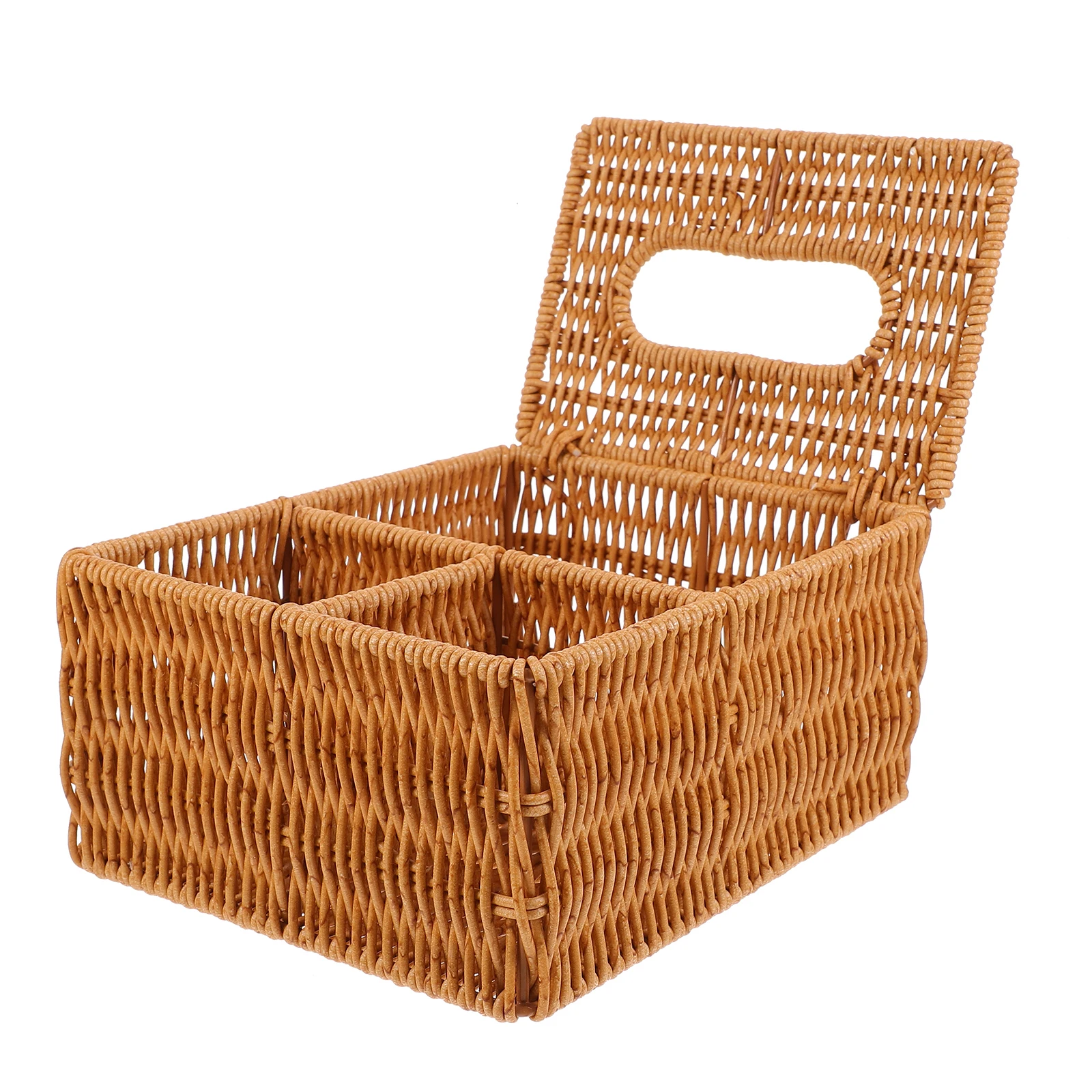 

Imitation Rattan Tissue Box 22x18x10cm Paper Towel Dispenser Woven Holder Basket Square Storage Desktop ganization PP Material