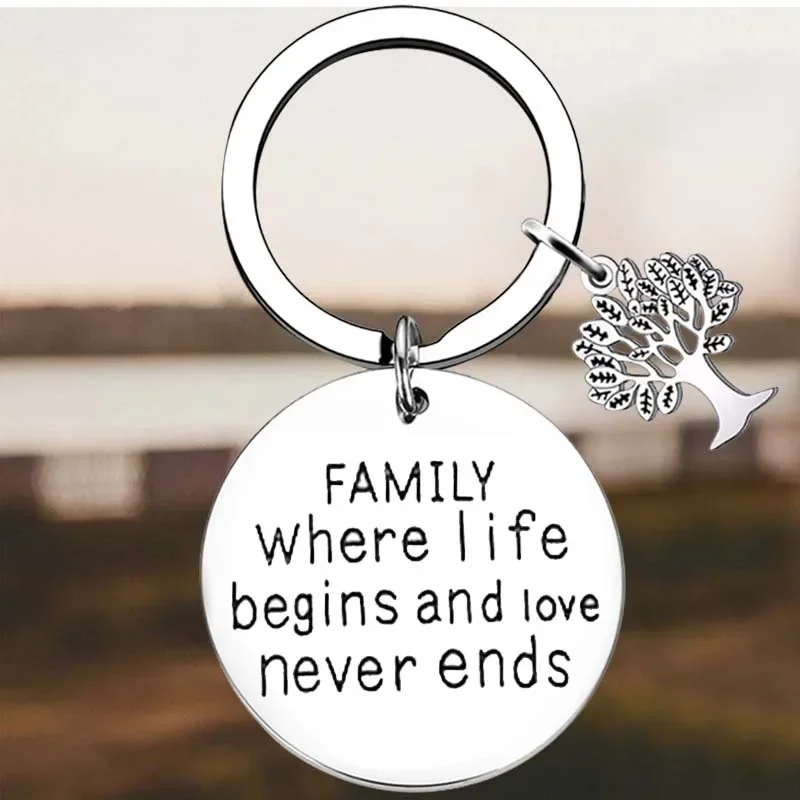 New Family Tree Key Chain Ring Family Where Life Begins And Love Never Ends keychains pendant gift