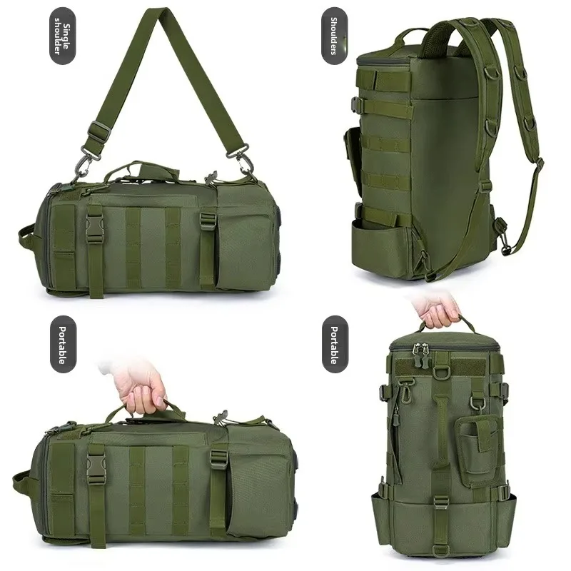 YTYINNew Outdoor Unisex Backpack Curved Shoulder Straps Solid Color Polyester Lining Multi-purpose Large-capacity Fishing Travel