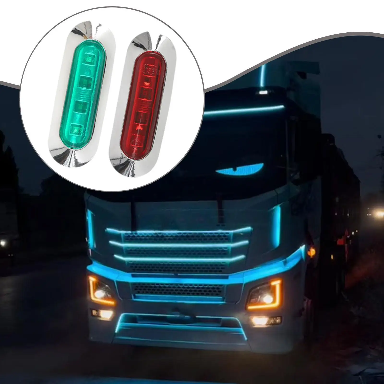 

2Pcs Truck Side Marker Indicator Lights Easy to Install Portable Accessories