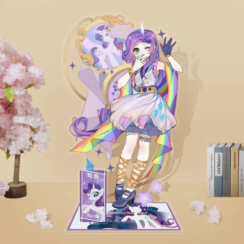 Modèle de figurine en acrylique Kawaii My Little Pony Rainbow Dash Twilight Sparkle Rarity, ornement de bureau, cadeau pour les fans