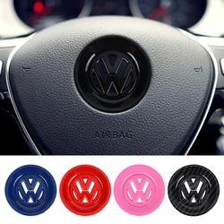 Pegatina embellecedora circular con logotipo de volante de plástico ABS para coche, accesorios para Volkswagen VW Golf Polo Jetta Mk6 Tiguan Passat Touran