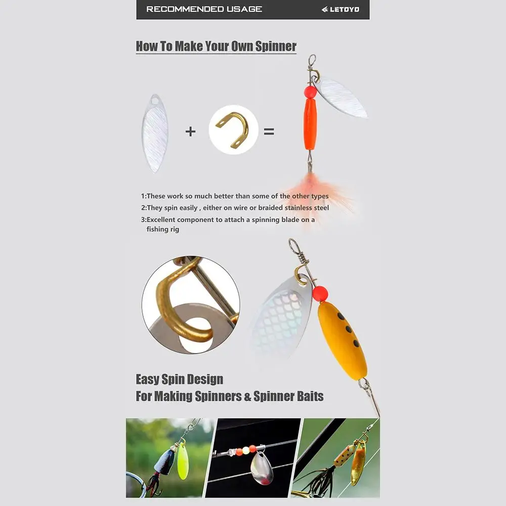 Hot 4 Size Easy-Spin Clevises Easy Spin Brass DIY Fishing Lures Accessories Durable U- Shaped fishingSpinner