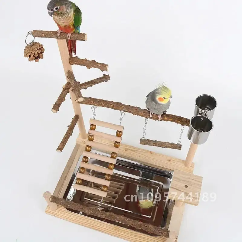 Bird Swing Toy Pepper Wood Multi Layer Parrot Playpen Parrot Station for Playground Budgie Bird Stand Ladder Stand