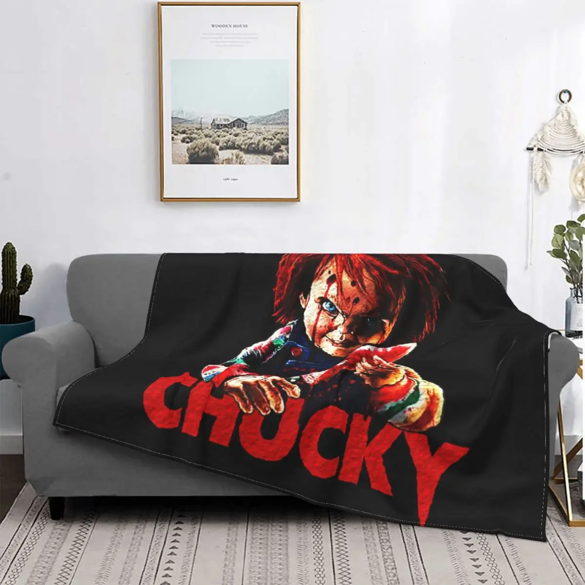 Ultra-Soft Fleece Chucky Killer Horror Halloween Throw Blanket Warm Flannel Child's Play Movie Blankets for Bed Car Sofa Quilt