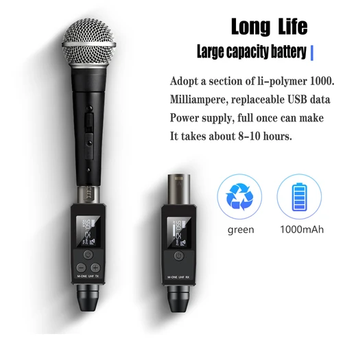 Imagen 2 del producto M-ONE micrófonos UHF DSP con cable a sistema inalámbrico XLR transmisor receptor adaptador de señal para micrófono condensador dinámico de 48v