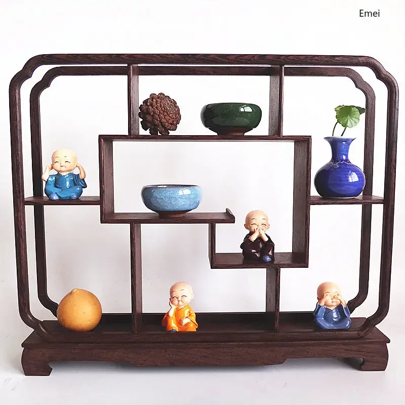 New Chinese Teapot Shelf Tea Set Decoration Display Stand Plum Blossom Hexagonal Ornament Rack