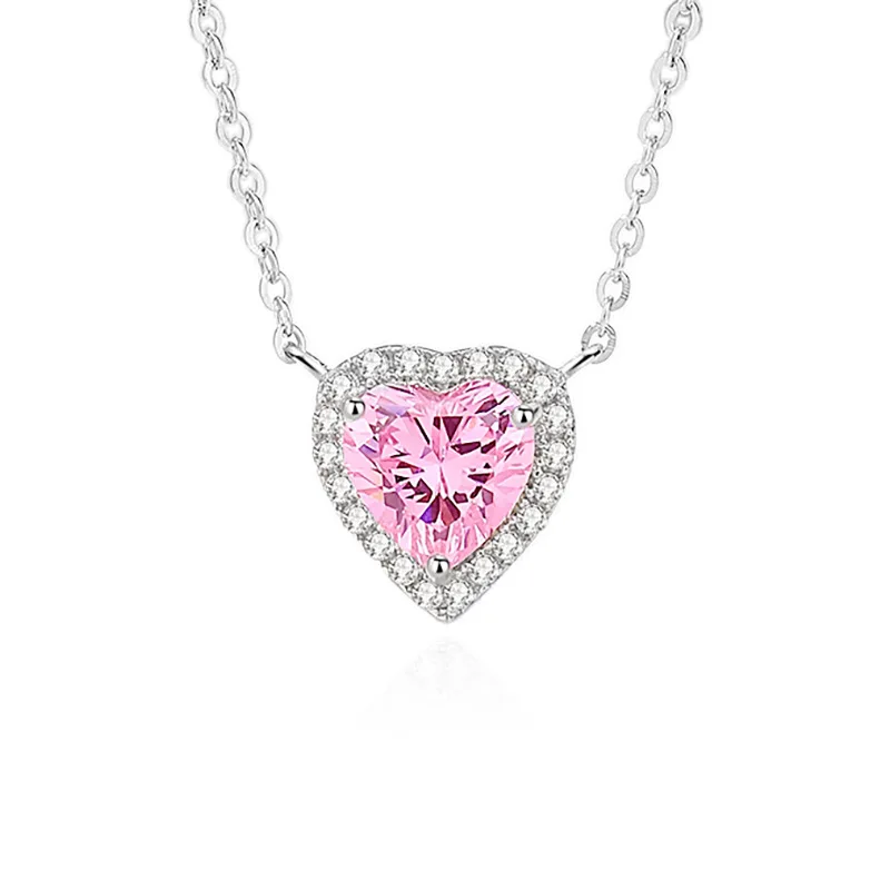

S925 Silver Heart Sweetheart Little Red Book Pink Love Drill-Light Luxury Female Necklace Gold Jewellery Niche Design Explosions
