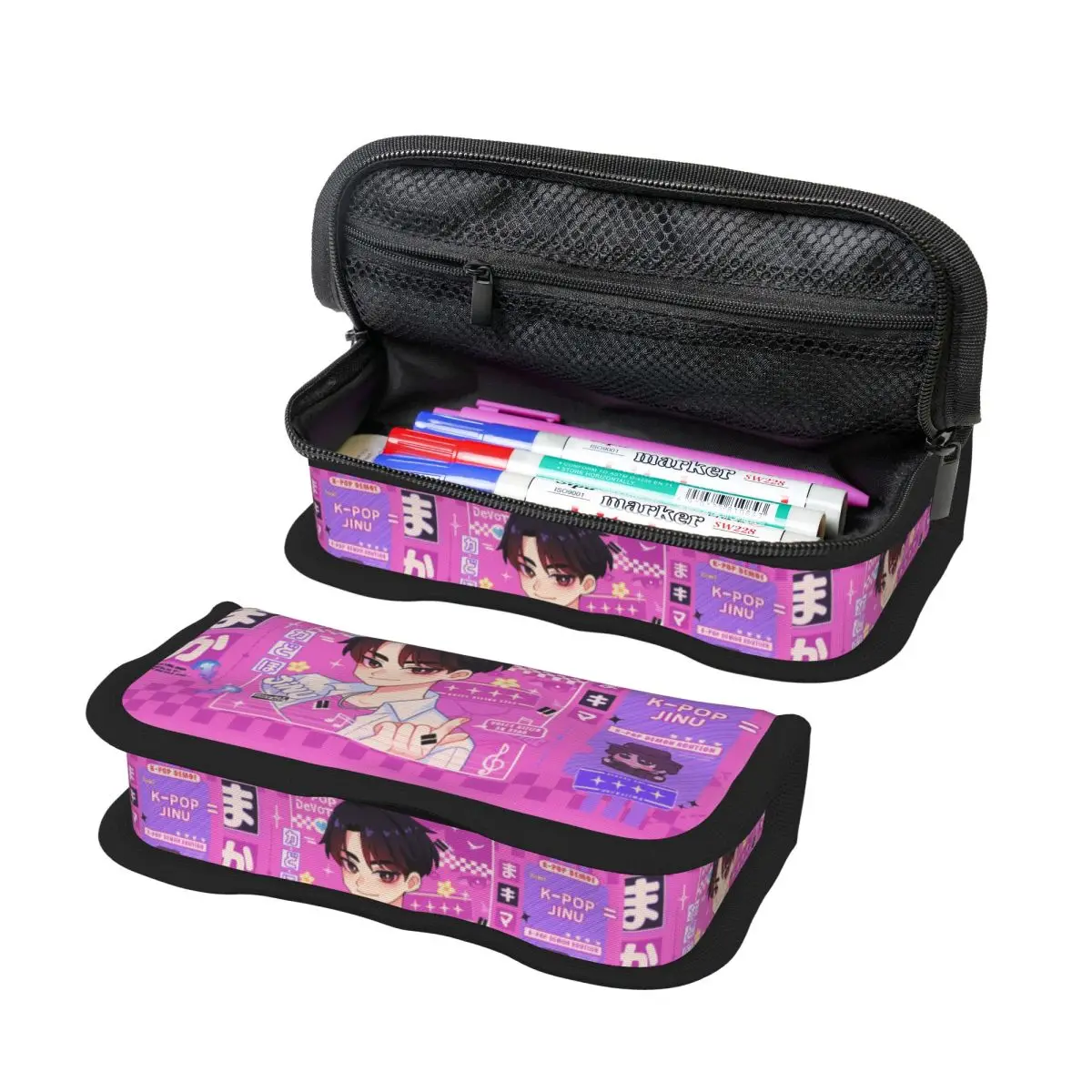 K-POP Demon Hunters Pencil Cases Pen Bag Student Large Storage Students School Zipper Pencilcases