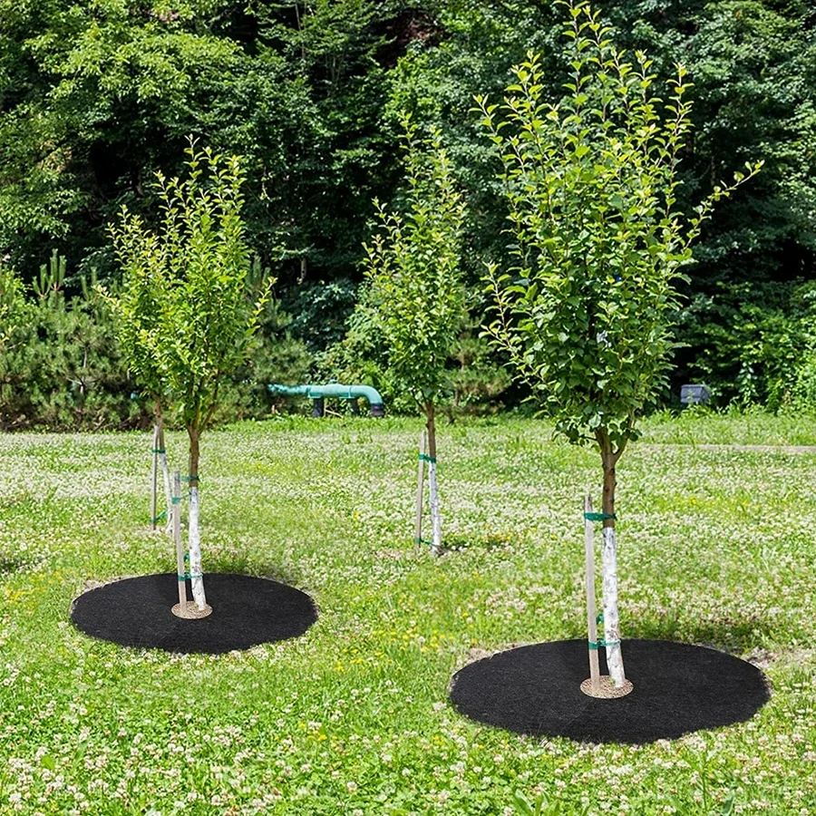 Anneau De Paillis D'arbre Non Tissé 15cm-82cm, Barrière De Désherbage, Tapis De Protection épais, Couverture Pour Plantes, Tissu De Jardinage Anti-herbe, 6 Pièces