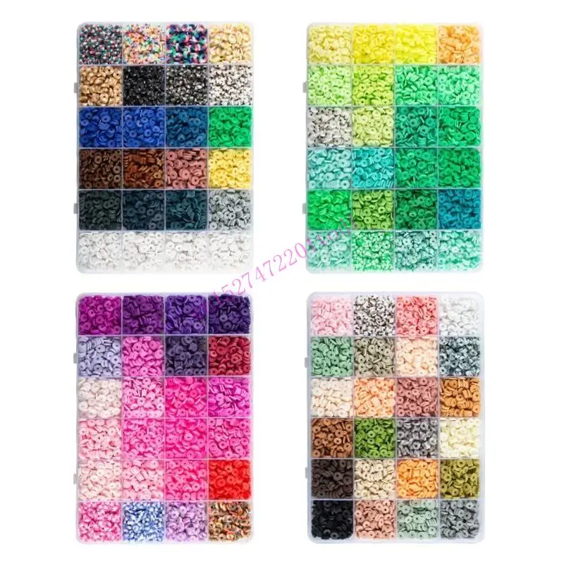 

Глиняные бусины с футляром для хранения для изготовления ювелирных изделий из браслета, 24 цвета глиняных бусин для изготовления