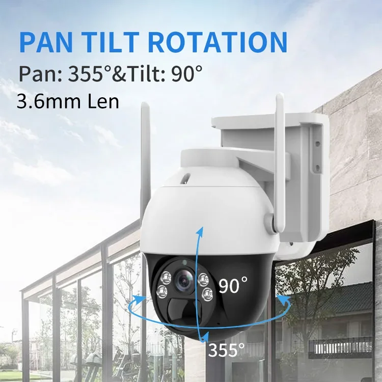 Battery Solar Power 2 Way Audio PTZ Camera Wireless NVR System 4CH 4MP Wifi Surveillance Set