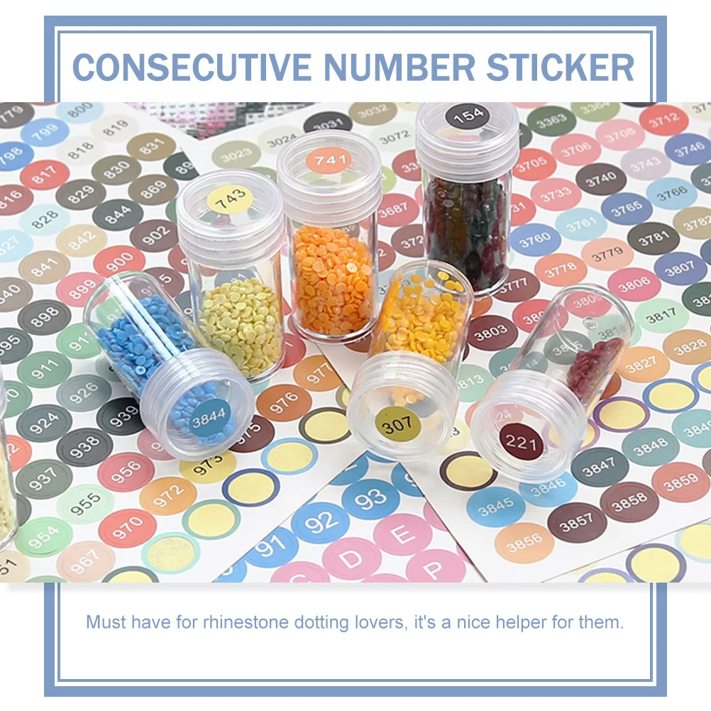 8pcs 8 Sheets Stickers Cross-Stitch Number Labels Adhesive Marking Tool Rhinestone Embroidery Storage Organizer