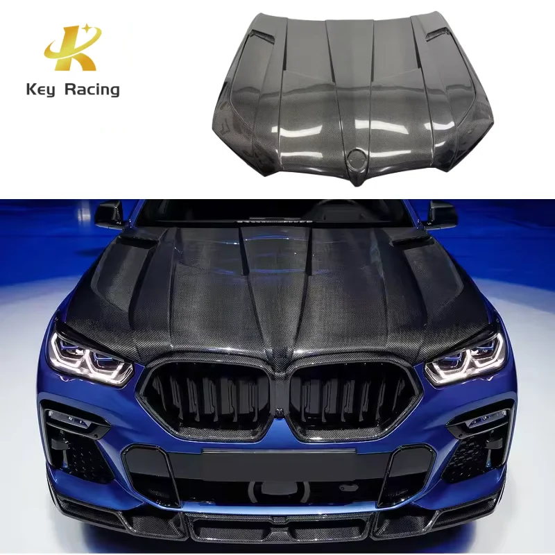 

X5 G05 X6 G06 X6M F96 Engine Hood Carbon Fiber LD Style Front Bonnet Cover For BMW X5 X6 X6M G05 G06 F96