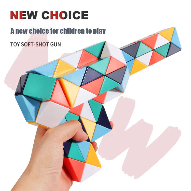 Colored Magic Cube Toys Magic Rule Snake Multi-color Puzzle Fidget Toys Decompression Transformable Cubes Educational Toys