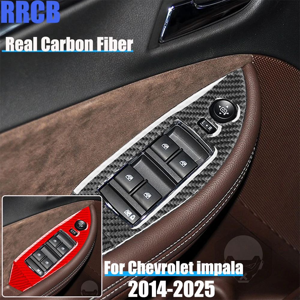 

Real Carbon Fiber Car Accessories Window Lifting Panel Decorative Trim Soft Cover Sticker For Chevrolet Impala 2014-2025