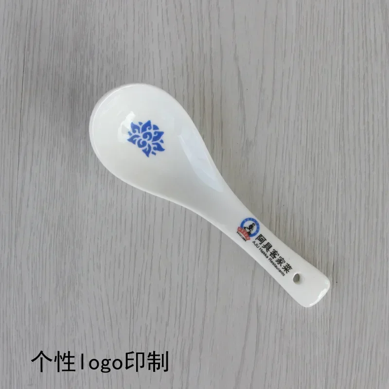 Pure white ceramic soup spoon