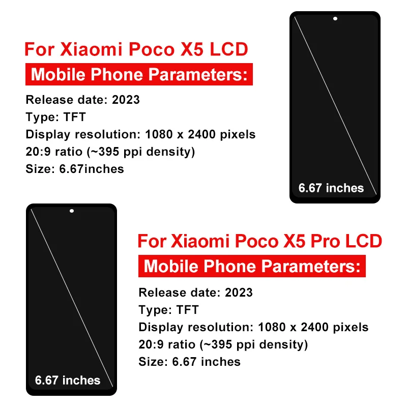 TFT LCD For Xiaomi Poco X5 Display 22111317PG Touch Screen For Xiaomi Poco X5 Pro LCD 22101320G Digitizer Assembly Replacement