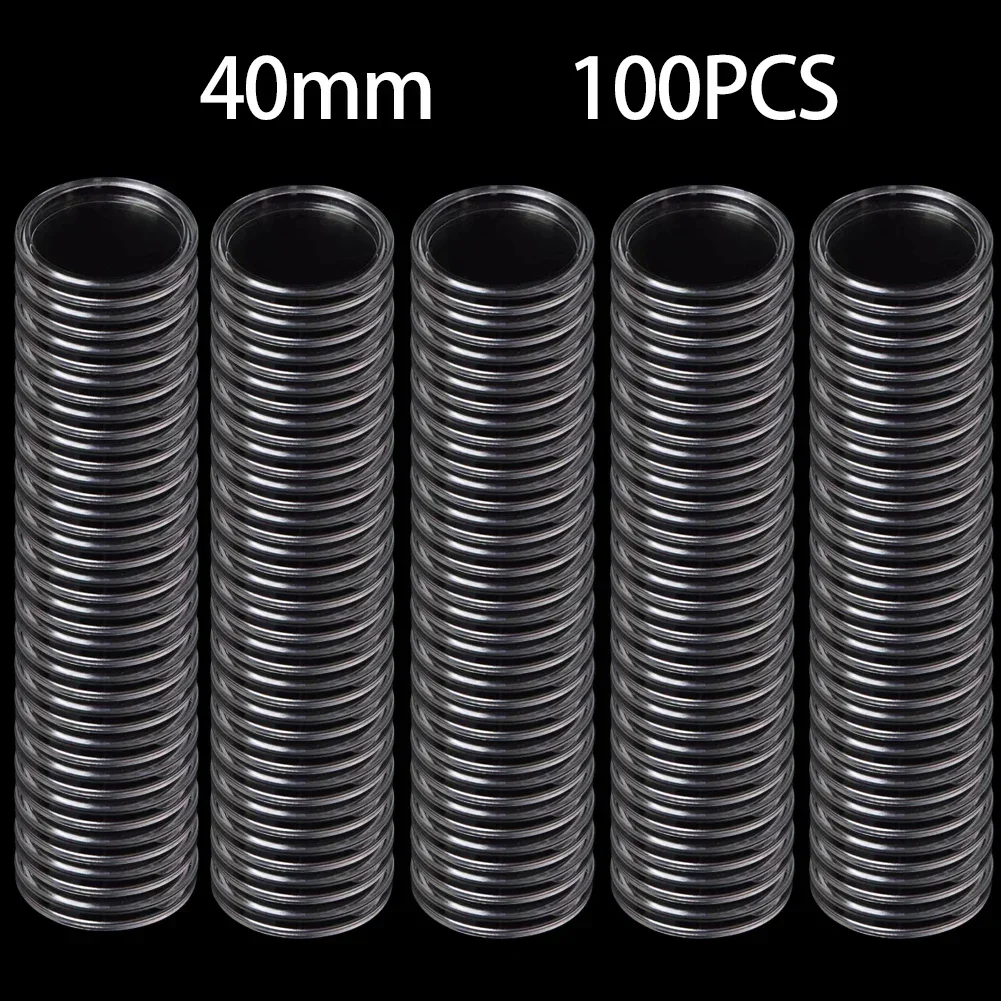 100PCS Clear Coin Capsules Holder Storage Display Case Inner Diameter 40mm Transparent Round Coin Protection Box New