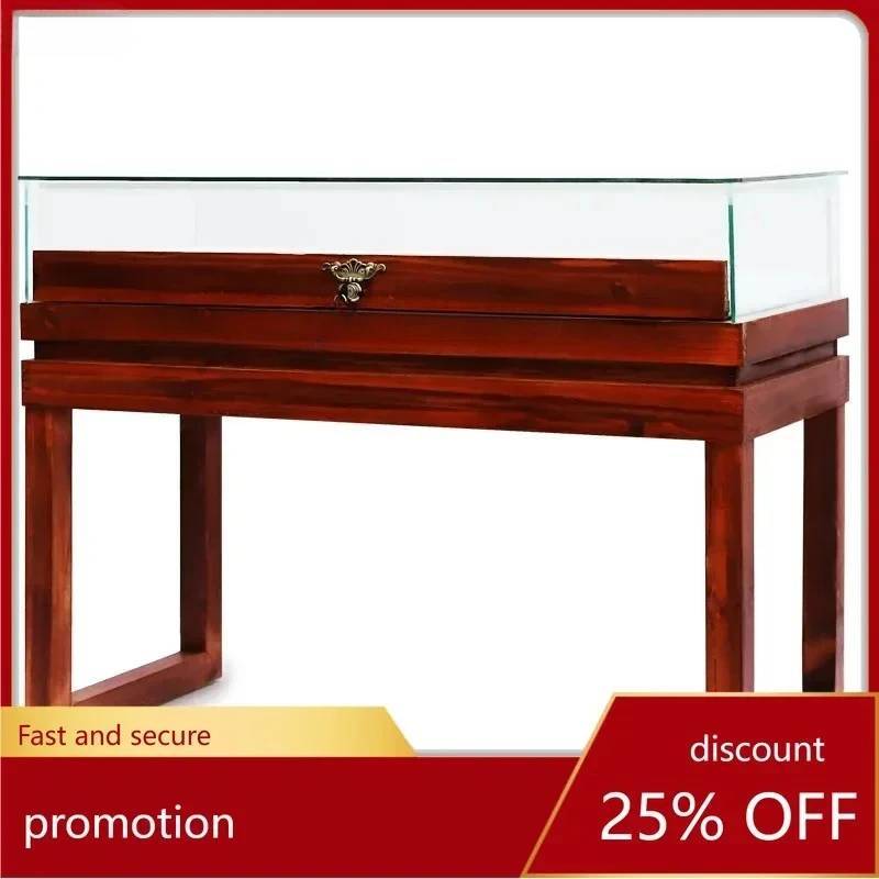 Display Cabinet Solid Wood Glass Antique Jade Cultural Play Counter Jewelry Display Cabinet