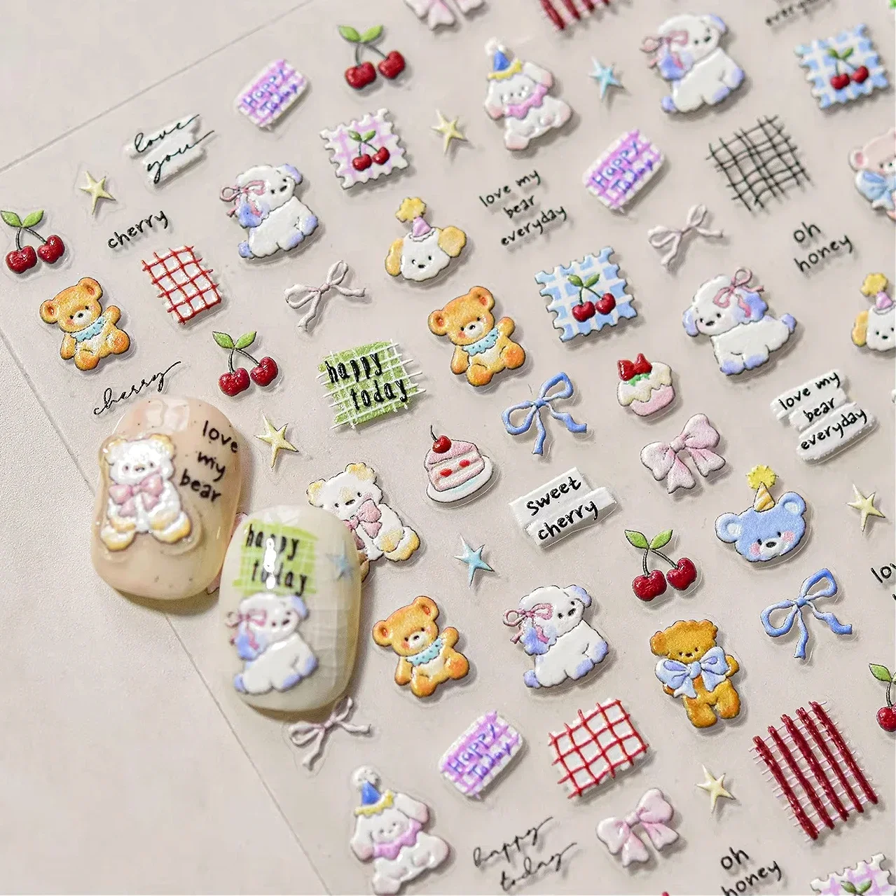 Bowknot الكلب الزهور الدب ستار كعكة الكرز شبكة جرو صافي حقيبة يد كوب الصنوبر الجوز الليزر لامعة مسمار الفن ملصقات مانيكير الشارات