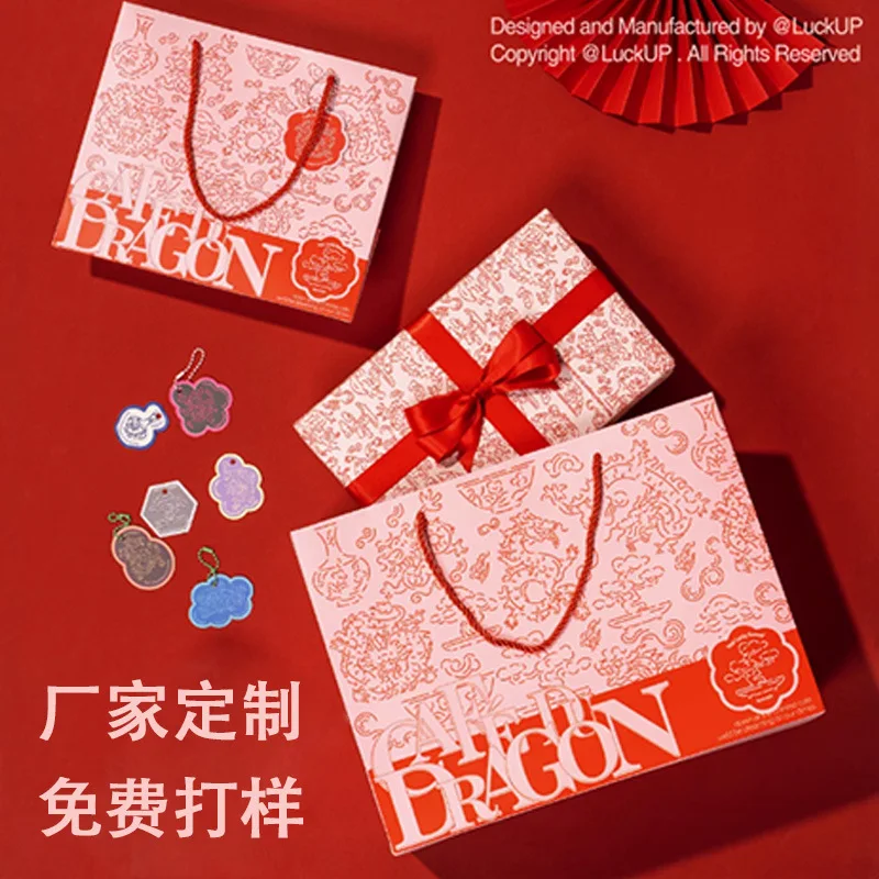 Customized. Red Hand-Painted National Style High Sense Boat Festival Bag Handbag Factory Custom Thickened Bag