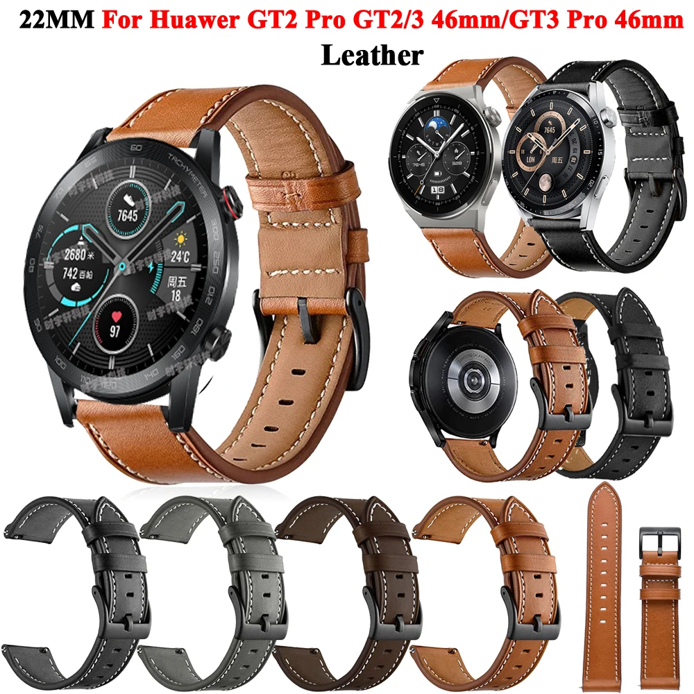 Honor GS Pro /GS 3 3i Bracelet 20 22MM Leather Watchband For Honor Magic Watch/ 2 42mm 46MM Strap Band Honor ES Correa Band