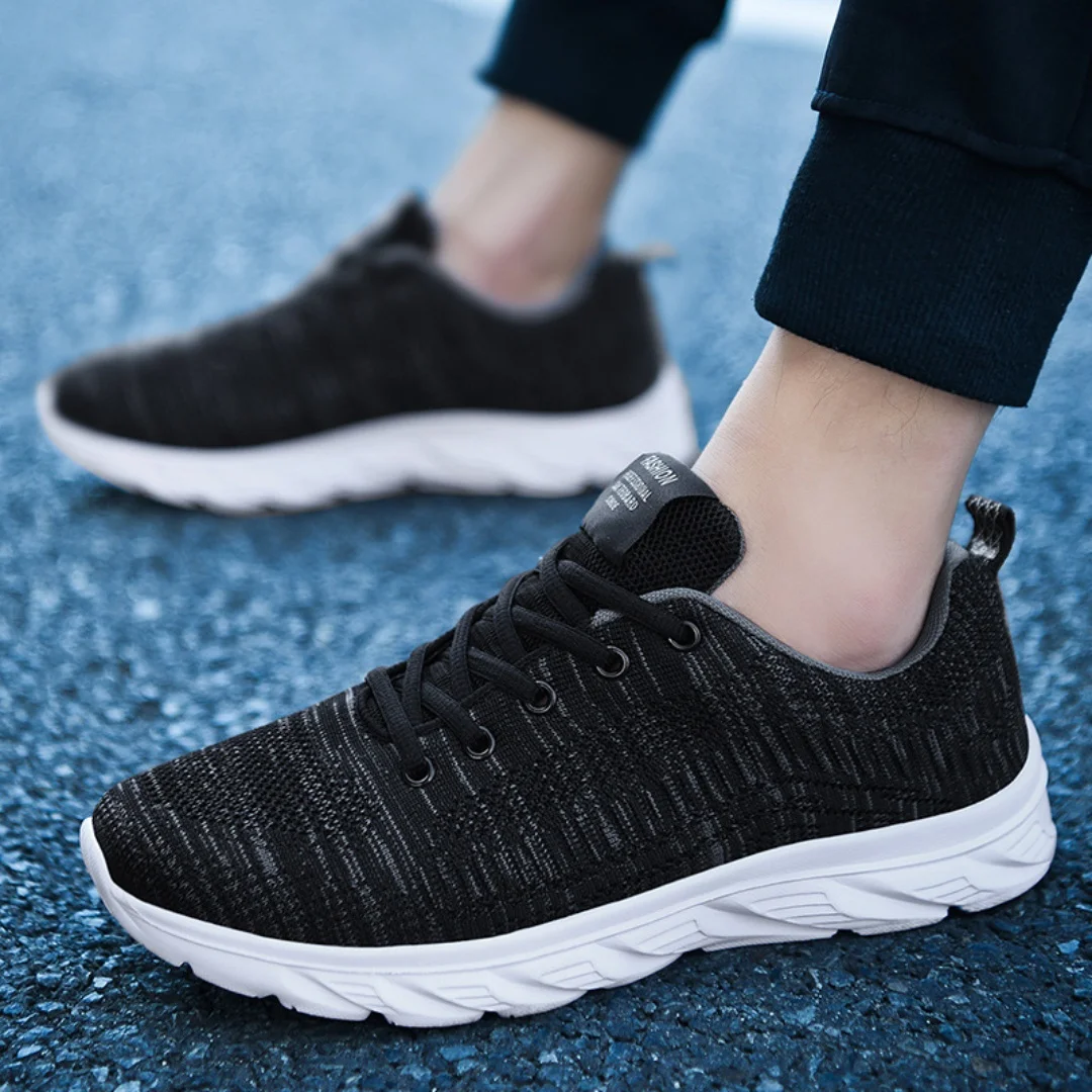 Big size men's shoes fashion autumn new flying woven breathable mesh shoes casual sports running shoes