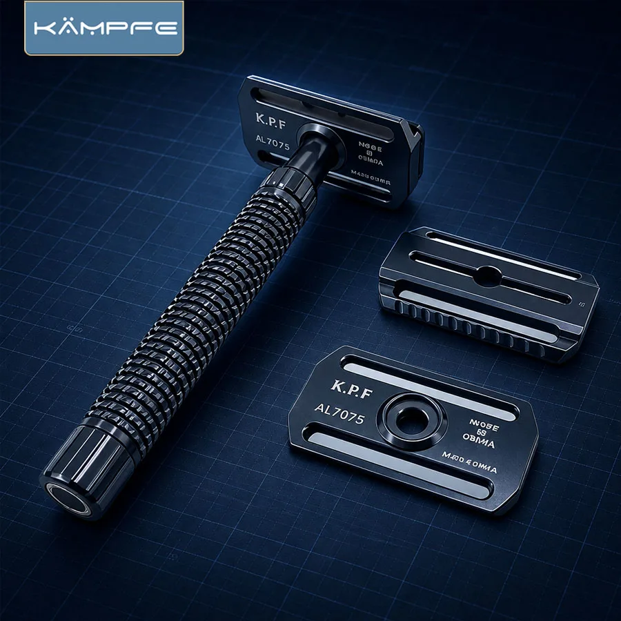 KAMPFE Aluminum Safety Razor 3 Base Plates Mild Medium Aggressive Settings Double Edge Manual Razor for Men