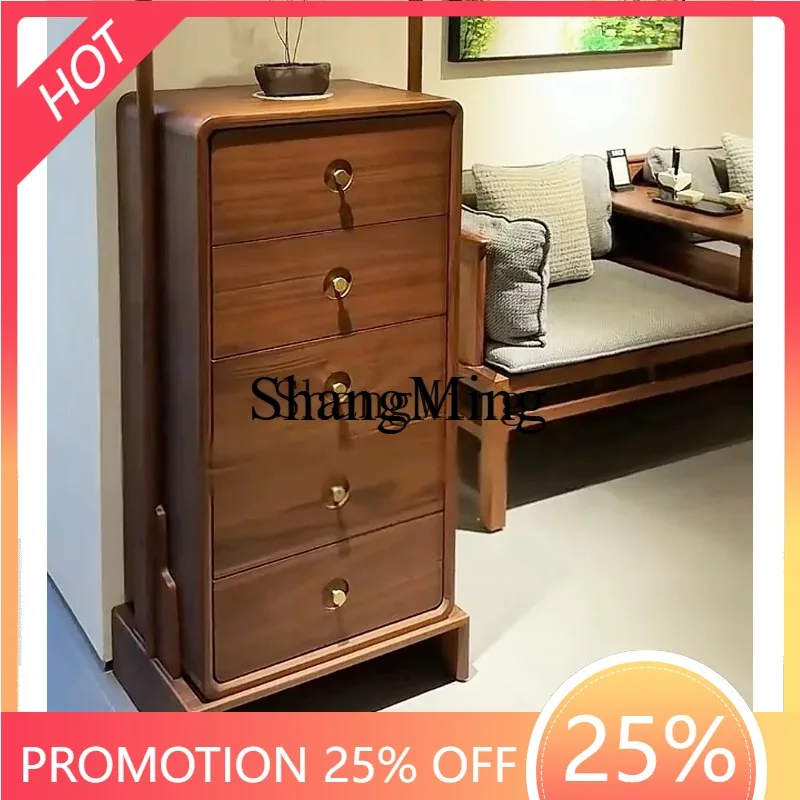 

CL black walnut chest of drawers modern simple solid wood drawer storage locker