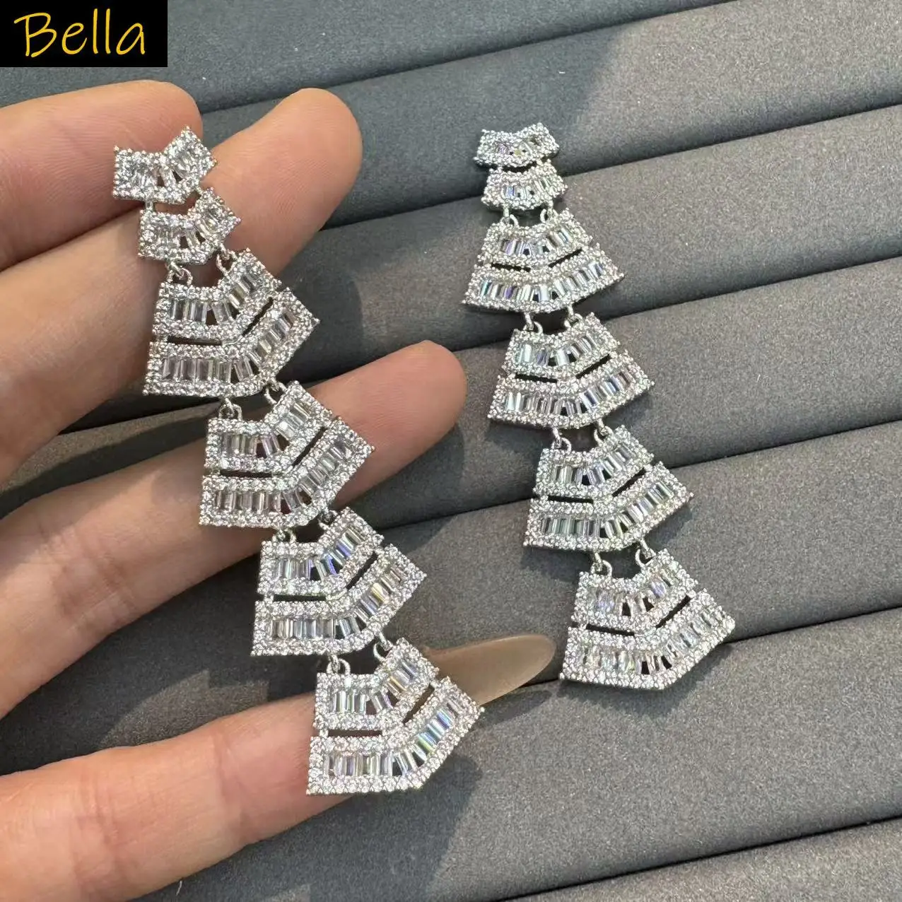 white zirconia earrings for women wedding dinner party performance luxury earrings long pendant anniversary gift