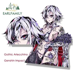 EARLFAMILY-Autocollant de Voiture Gothique Fatui Arlecchino Fanart, Anime Genshin Impact Knave, Décalcomanie JDM, Dessin Animé Peeker Fille Graffiti