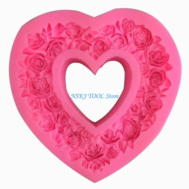 

L8RC Washable 3DHeart Rose Soft Mold Fondant Mould for Cake Decorating Candy Chocolate Baking Summer Party Supplies Non Toxic