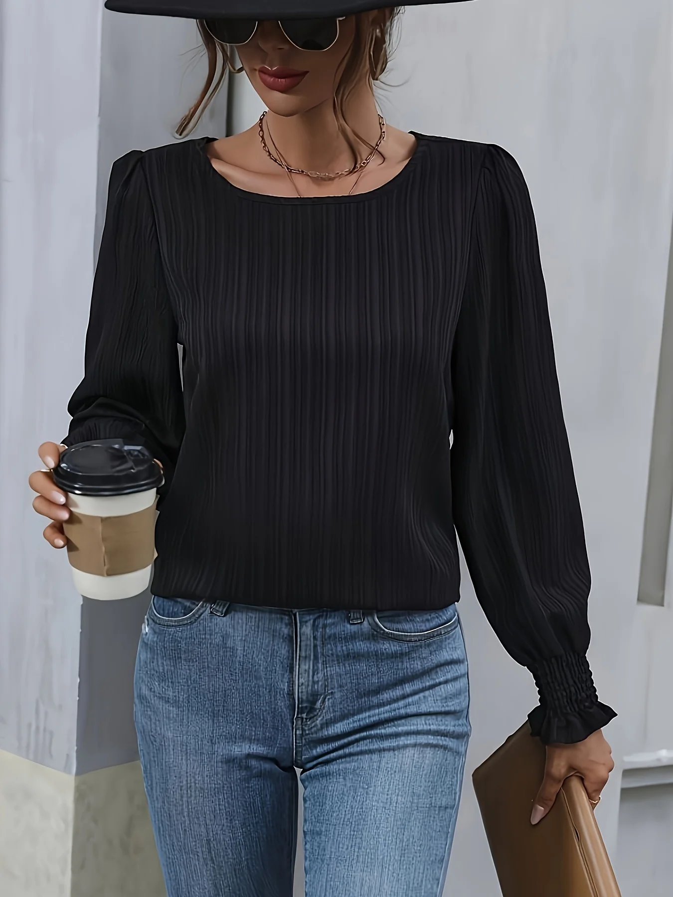 

Модная новая рубашка с длинным рукавом и круглым вырезом С Завязанными манжетами