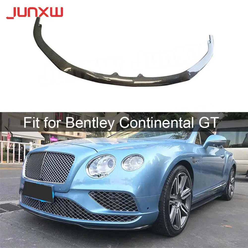 Carbon Fiber Car Front Bumper Lip Splitter Spoiler For Bentley Continental GT W12 2015-2017 Body Kit Aprons Cover Guard Trim