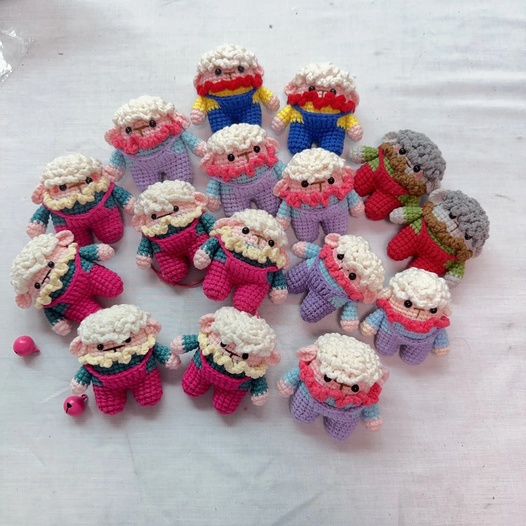 5 colori carino fatto a mano catena per maglieria portachiavi per auto creativo telefono cellulare bambola ciondolo borsa pendente individualizzazione regalo di coppia