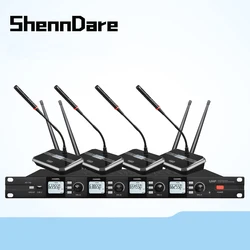 ShennDare KP740 Professional UHF 4 Channel Wireless Microphone System 200CH Digital Pilot ID Mic for Church Conference Stage