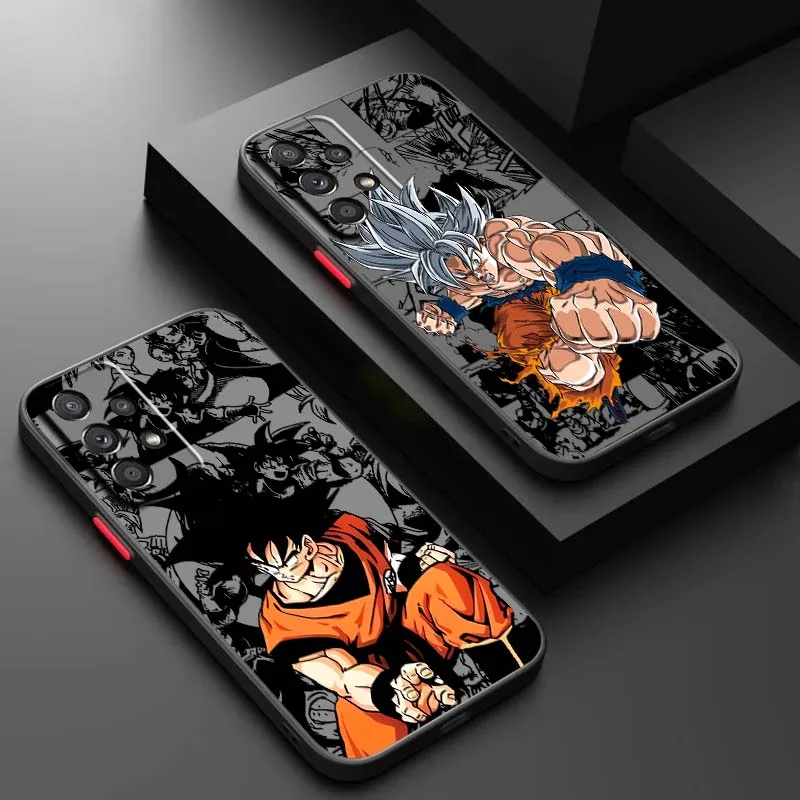 

Luxurious Son Goku Anime Phone Case For Samsung A73 A72 A71 A55 A54 A53 A52 A51 A35 A25 A15 A14 5G Frosted Translucent