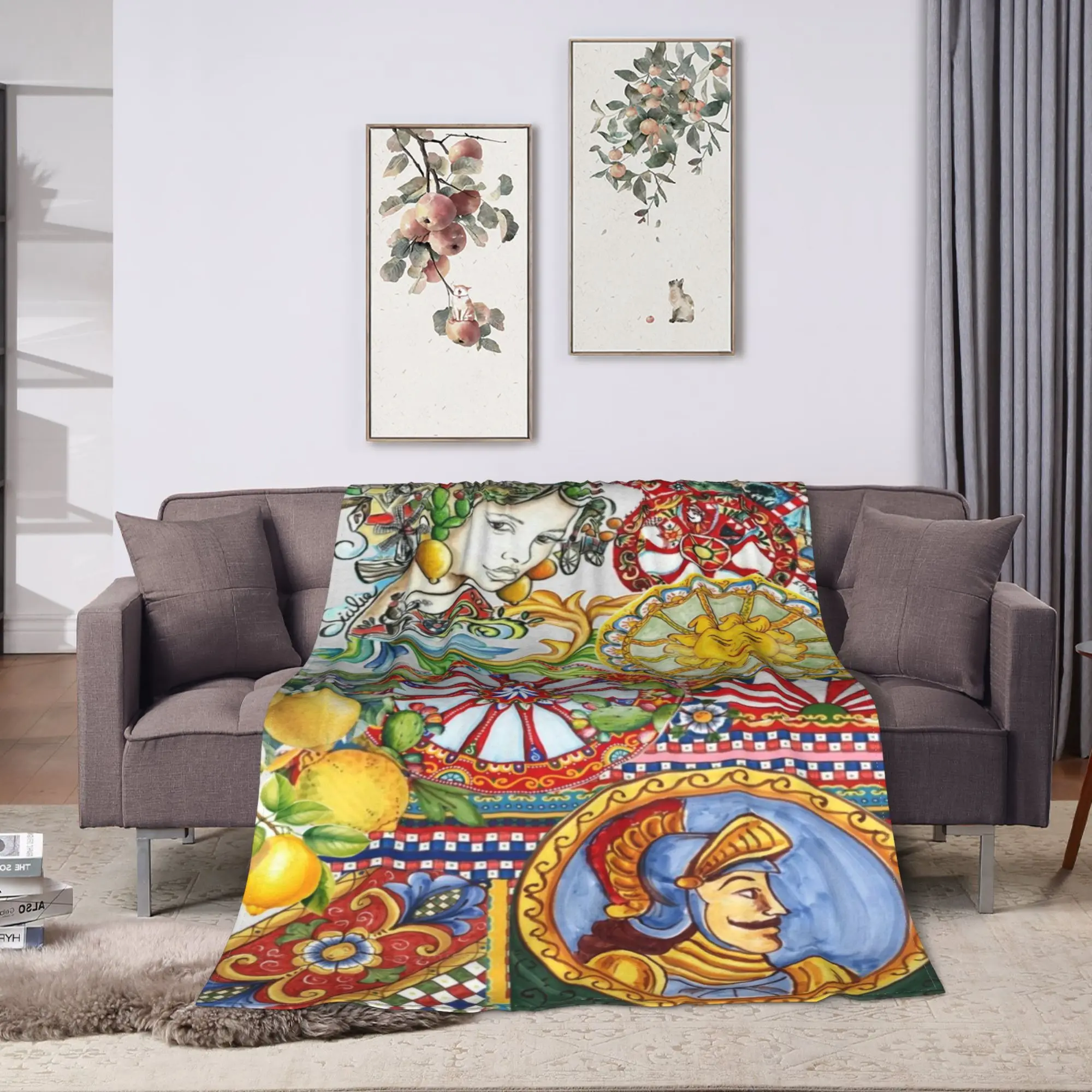 Soft Blanket Travel Office Italy Cute Print Sicilia Sicily Love Trinacria Throw Blanket Funny  Bedspread For Chair Sofa Bed