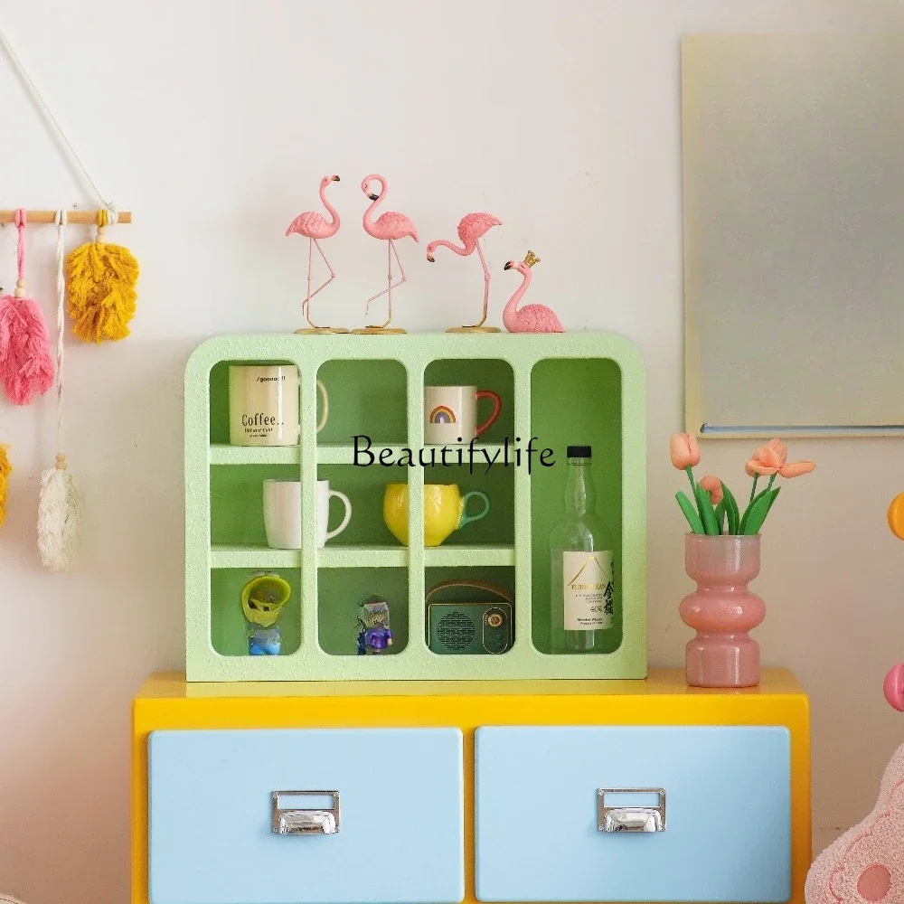 

1Dopamine Cup Storage Shelf Cream Wind Desktop Lattice Multi-layer Display