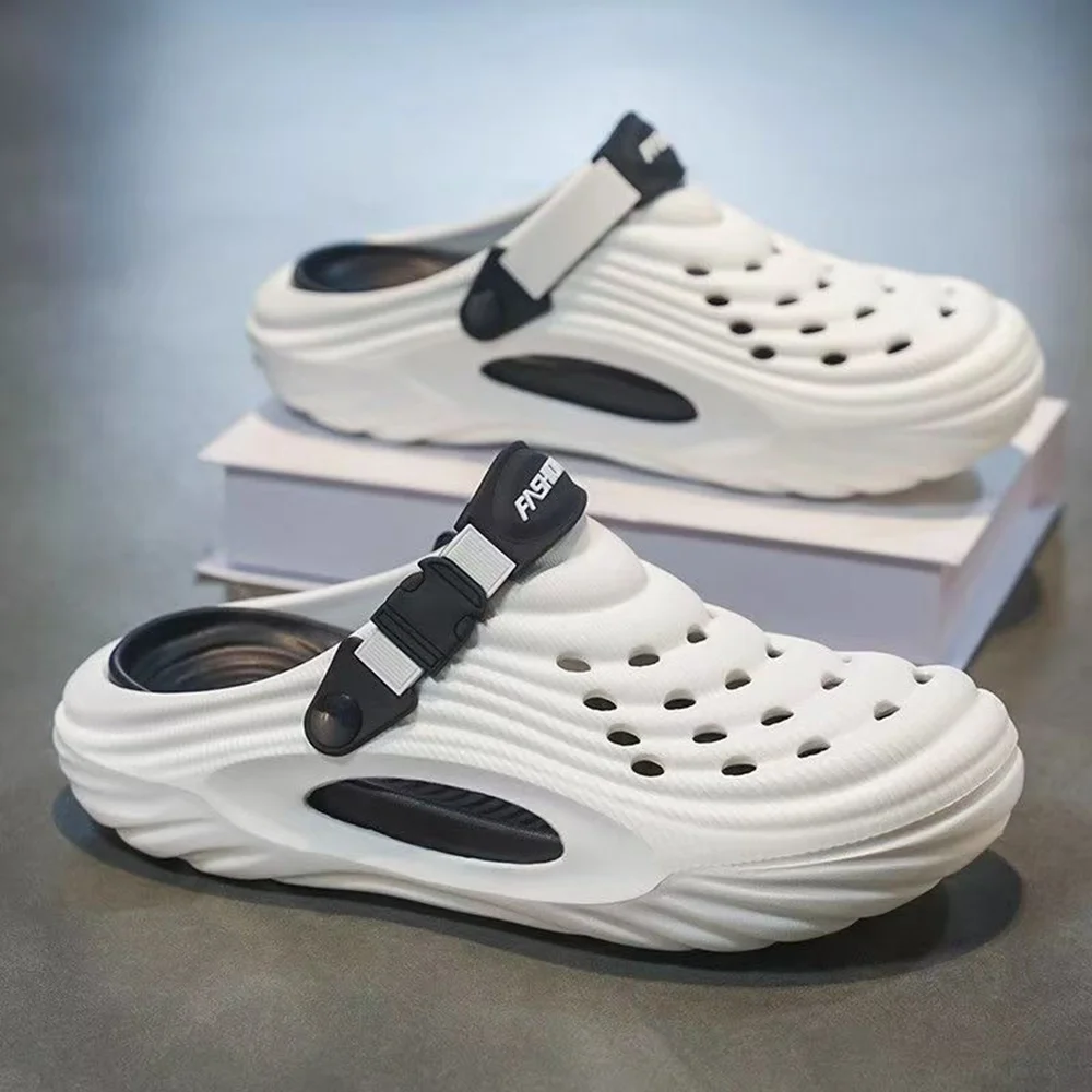 

Summer Men Outdoor Slippers EVA Garden Clogs Shoes Soft Bottom Beach Slippers Slip on Sandals Anti Slip Breathable Casual Shoes