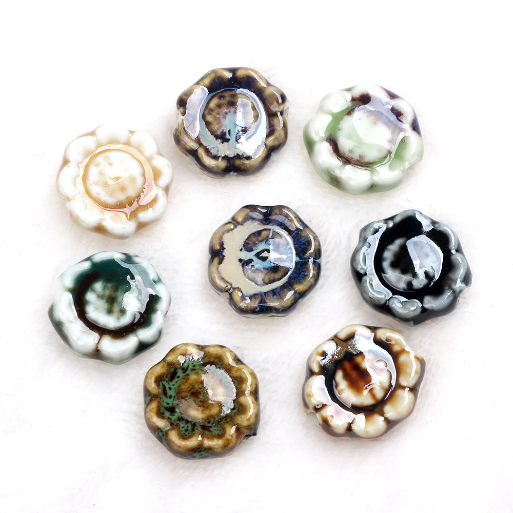 5Pcs/Bag 18MM Ceramic Flower Shaped Beads DIY Handmade Bead Material Bracelet Necklace Jewelry Loose Bead Accessories