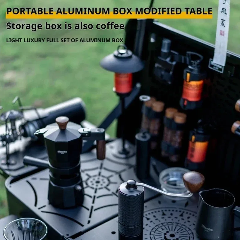 

Aluminum Camping Storage Box 30L 50L, Outdoor Organizer & Coffee Table for RV Beach Hiking Gear, Multi-Purpose Case