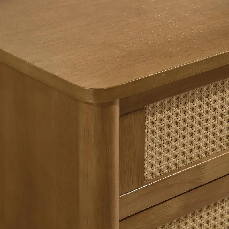 Wood and Rattan 4-Drawer Chest with Stylish Design and Storage Solutions