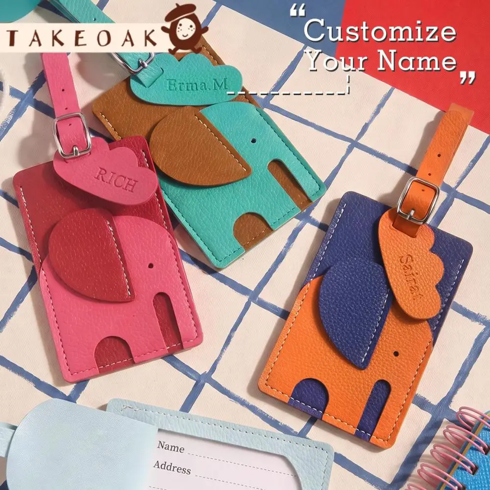 3D Elephant Leather Luggage Tag 3 3D Elephant Leather Luggage Tag