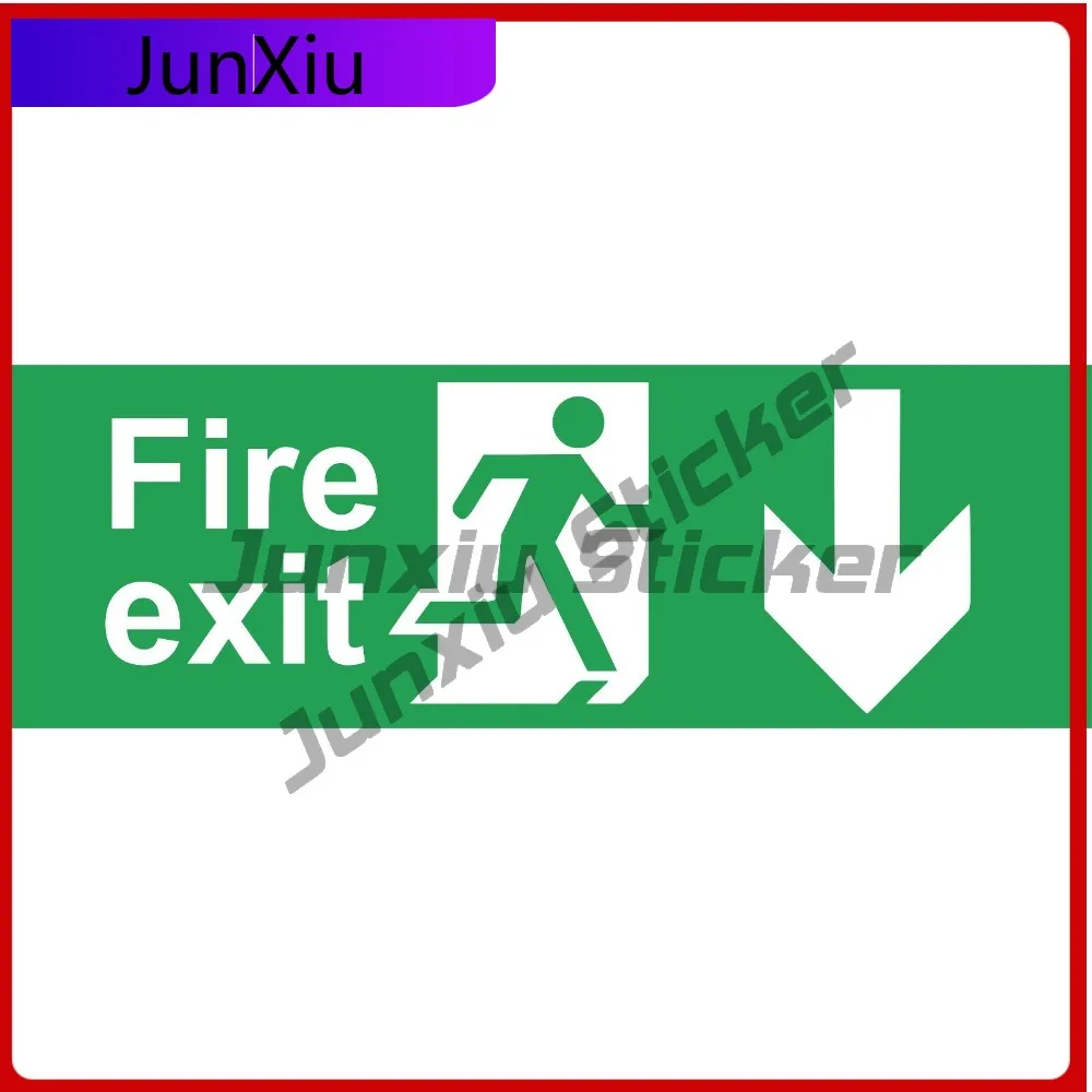 Fire Exit Signage Trendy Premium Durable Creative Bumper Decal Sticker Waterproof Vinyl Car Laptop Window Auto Exterior Gift